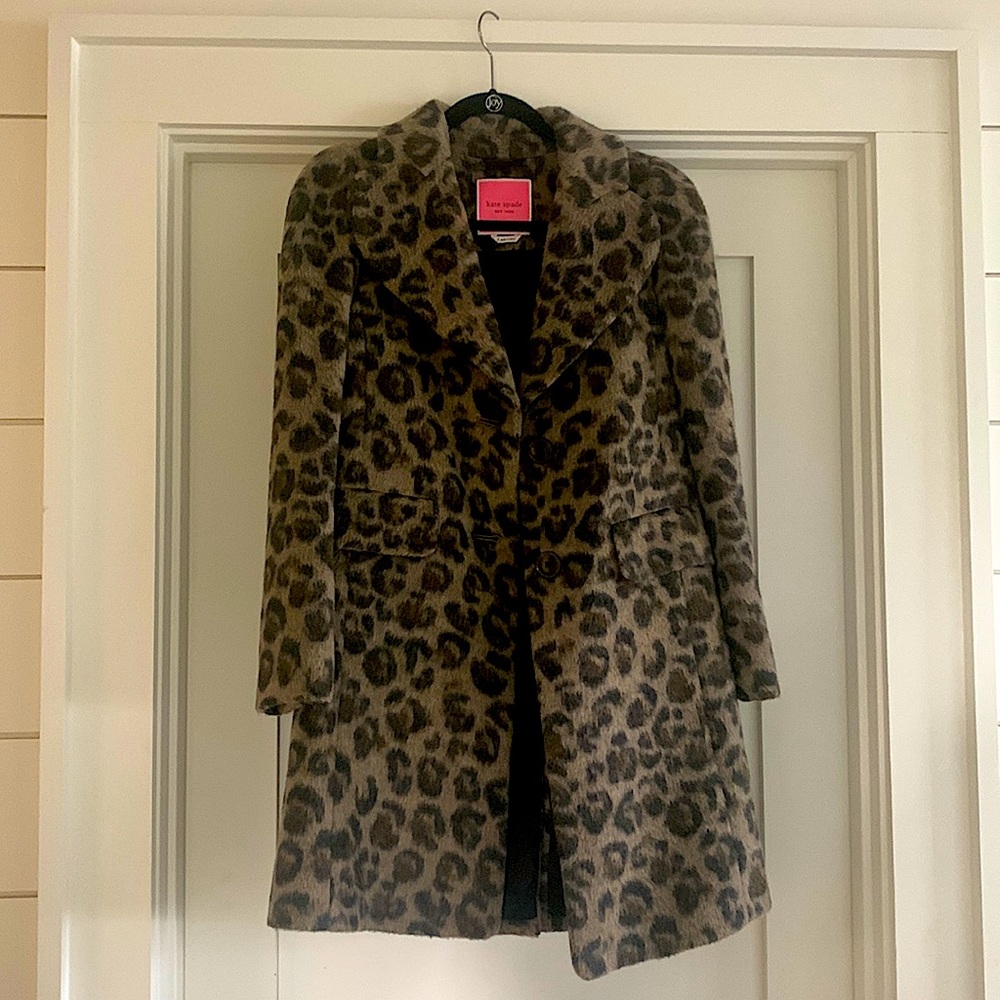 Kate Spade, Animal Print, Faux Fur Coat. Size 2. Like new. Worn once.